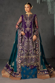 Luxury Hand Embellished Chiffon Formal Suit with 2-Tone Raw Silk Trouser