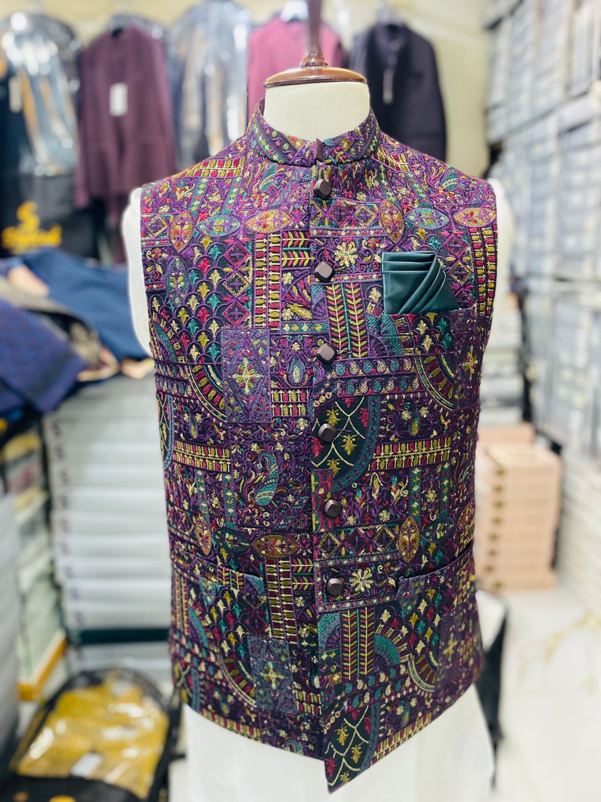 Stylish Men's Waistcoat Pakistan | Formal Sherwani Vests (zw5165) | Star Fabrics