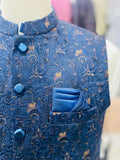 Stylish Blue Waistcoat Men Pakistan | Sherwani Navy Vest (zw5132) | Star Fabrics