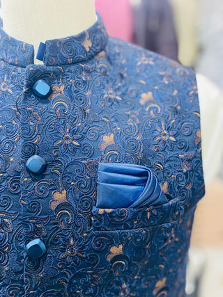 Stylish Blue Waistcoat Men Pakistan | Sherwani Navy Vest (zw5132) | Star Fabrics