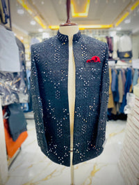 Men's Black Pince Coat Jhelum (Dina) | Premium Winter Styling (zp6009) | Star Fabrics