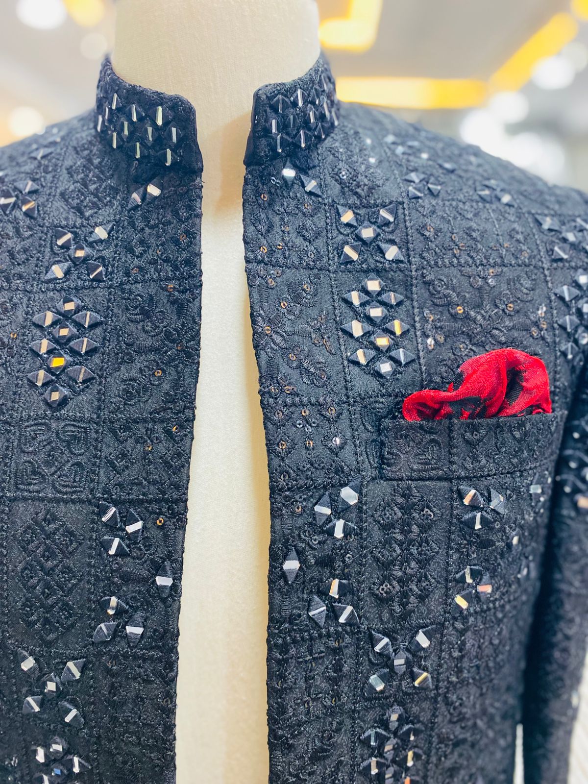 Men's Black Pince Coat Jhelum (Dina) | Premium Winter Styling (zp6009) | Star Fabrics