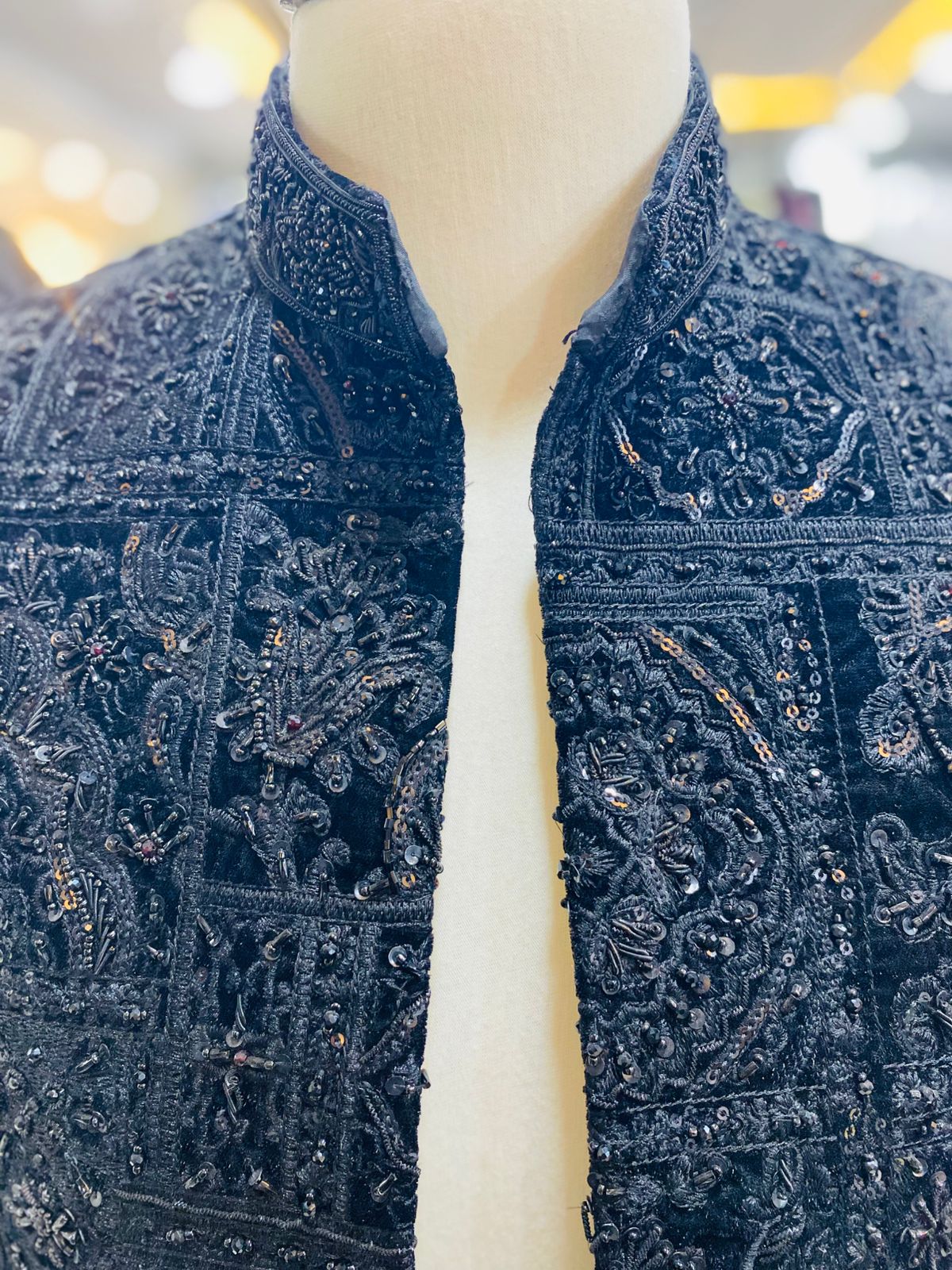 Men's Black Pince Coat Jhelum (Dina) | Premium Winter Styling (zp5047) | Star Fabrics