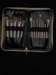 Professional makeup brushes and a matching quilted travel case from OG - Star Fabrics