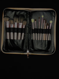 Professional makeup brushes and a matching quilted travel case from OG - Star Fabrics
