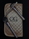 Professional makeup brushes and a matching quilted travel case from OG - Star Fabrics