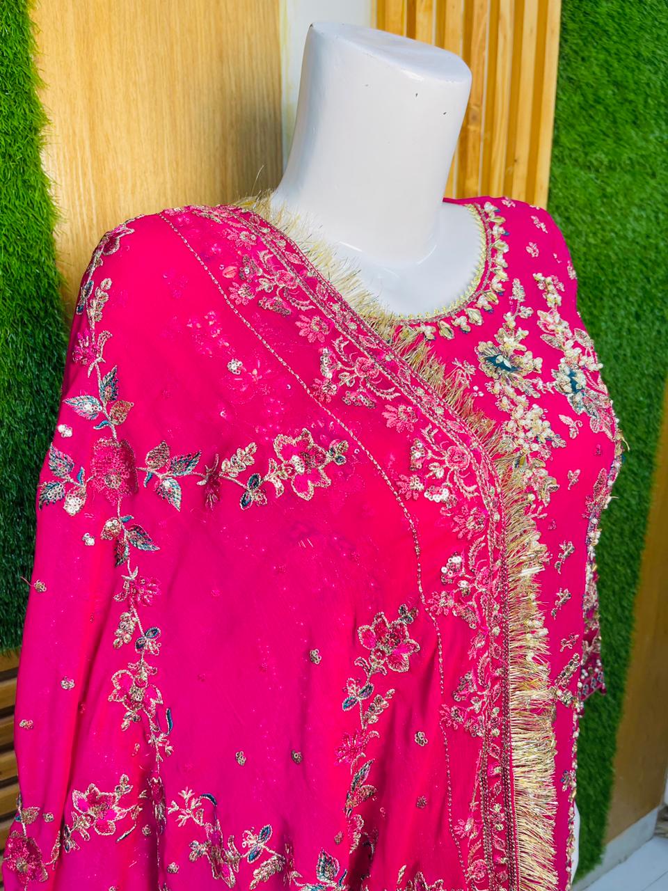 Allys Premium Fancy 3PC Outfit with Embroidered Shirt, Plazo & Dupatta