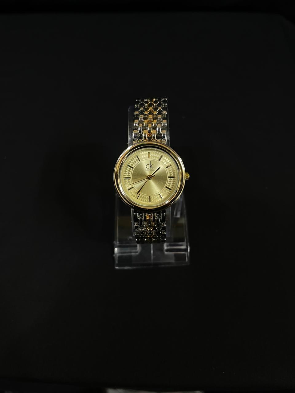 Calvin Klein (CK) Ladies Two-Tone Watch – Silver Stainless Steel & Gold-Plated Bracelet