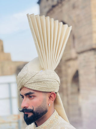 Elegant Embroidered Sherwani with White Pajama & Kulla for Groom