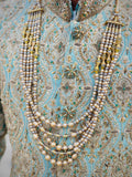 Luxury Sherwani with kulla & Pearl Mala Groom Set
