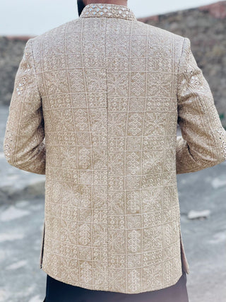 Embroidered Mirror Work Prince Coat – Luxury Formal Ethnic Wear