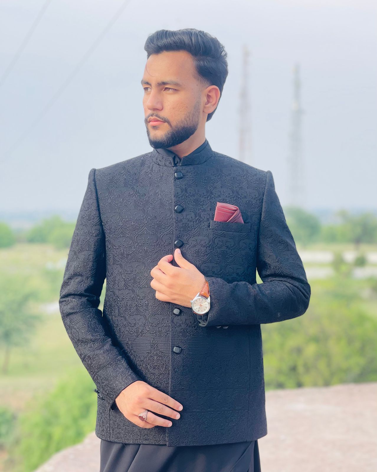 Black Prince Embroidered Coat – Premium Designer Formal Wear