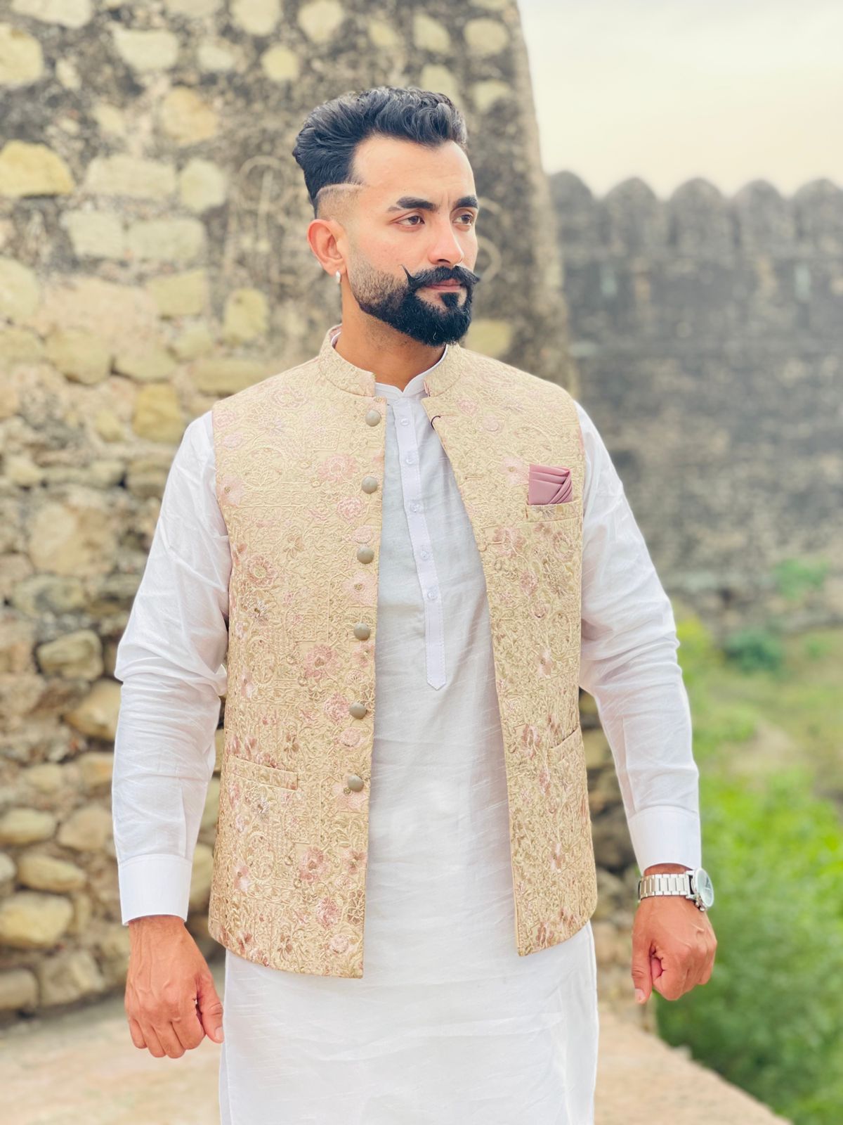 Floral Embroidered Waistcoat – Classic Formal Ethnic Wear