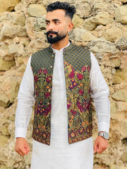 Multi-Color Embroidered Waistcoat – Elegant Ethnic & Formal Wear