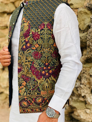 Multi-Color Embroidered Waistcoat – Elegant Ethnic & Formal Wear