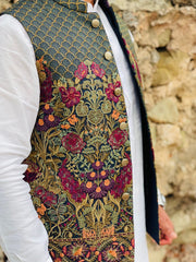 Multi-Color Embroidered Waistcoat – Elegant Ethnic & Formal Wear