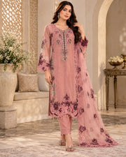 Blush Rose Organza Embroidered 3 Piece Formal Suit