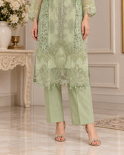 Sage Green Luxury Embroidered Organza 3 Piece Suit