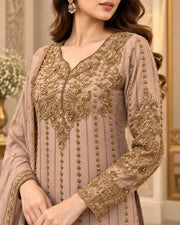 Dusty Rose Handmade Embroidered 3 Piece Formal Suit