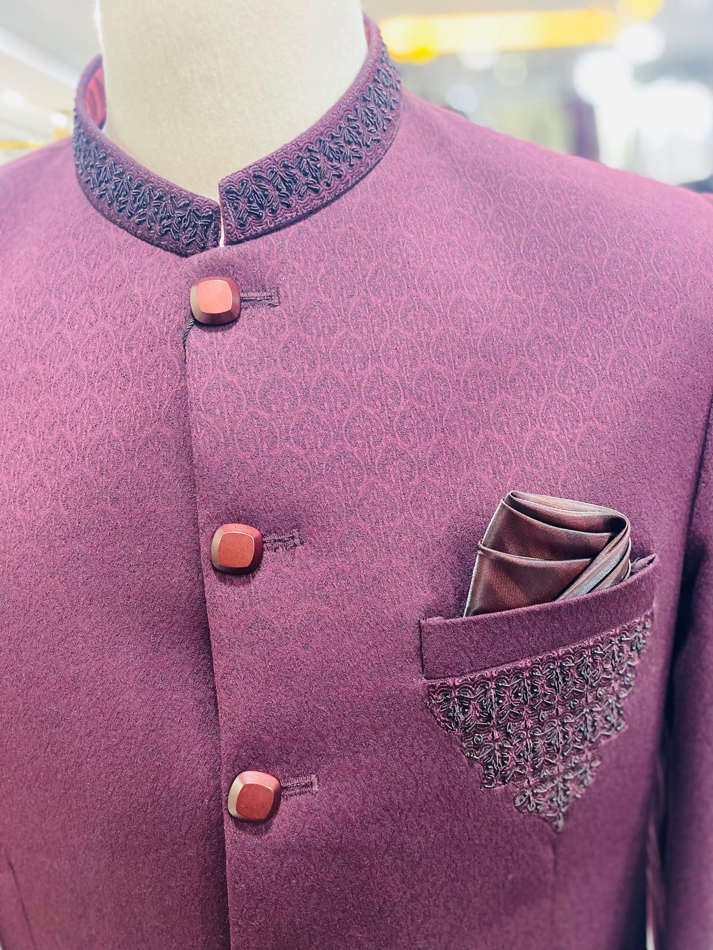 Men's Purple Pince Coat Jhelum (Dina) | Premium Winter Styling (zp5047) | Star Fabrics