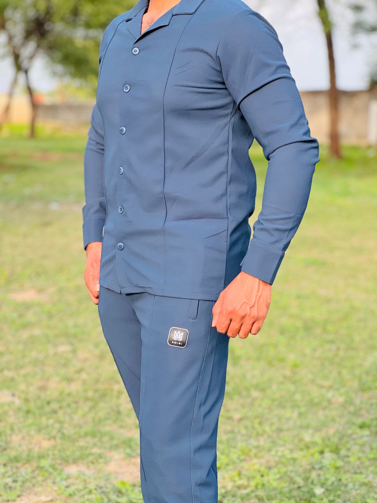 Men’s Premium Slim Fit Co-Ord Set – Button-Up Shirt with Matching Pants | Modern Casual Outfit for Men