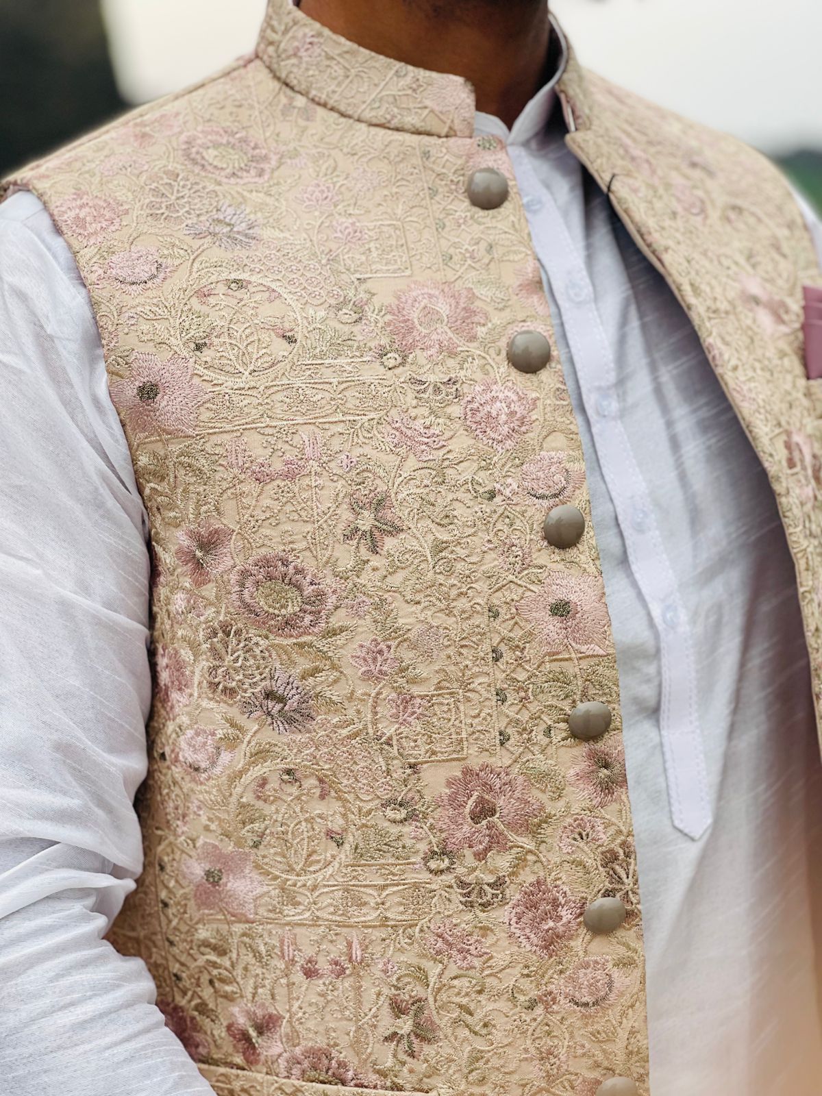Floral Embroidered Waistcoat – Classic Formal Ethnic Wear
