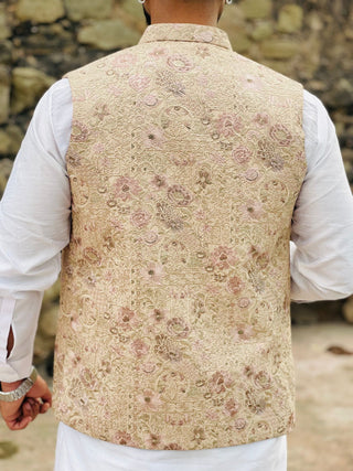 Floral Embroidered Waistcoat – Classic Formal Ethnic Wear