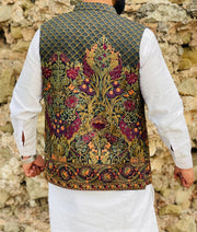 Multi-Color Embroidered Waistcoat – Elegant Ethnic & Formal Wear
