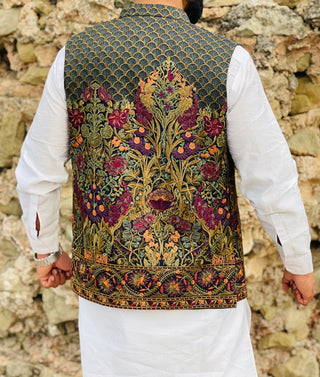 Multi-Color Embroidered Waistcoat – Elegant Ethnic & Formal Wear