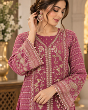 Allys Magenta Organza Open Shirt with Flared Gharara