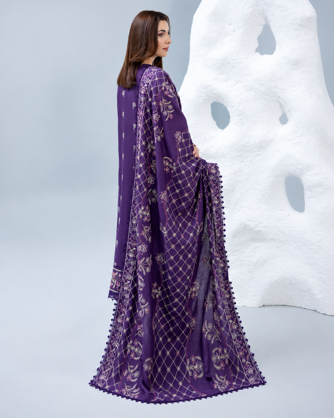 Zarnish by Johra Luxury Embroidered Winter Suit with Embroidered Wool Shawl
