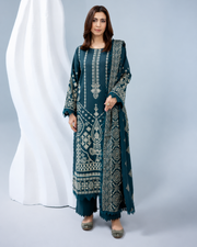 Zarnish by Johra Luxury Embroidered Winter Suit with Embroidered Wool Shawl