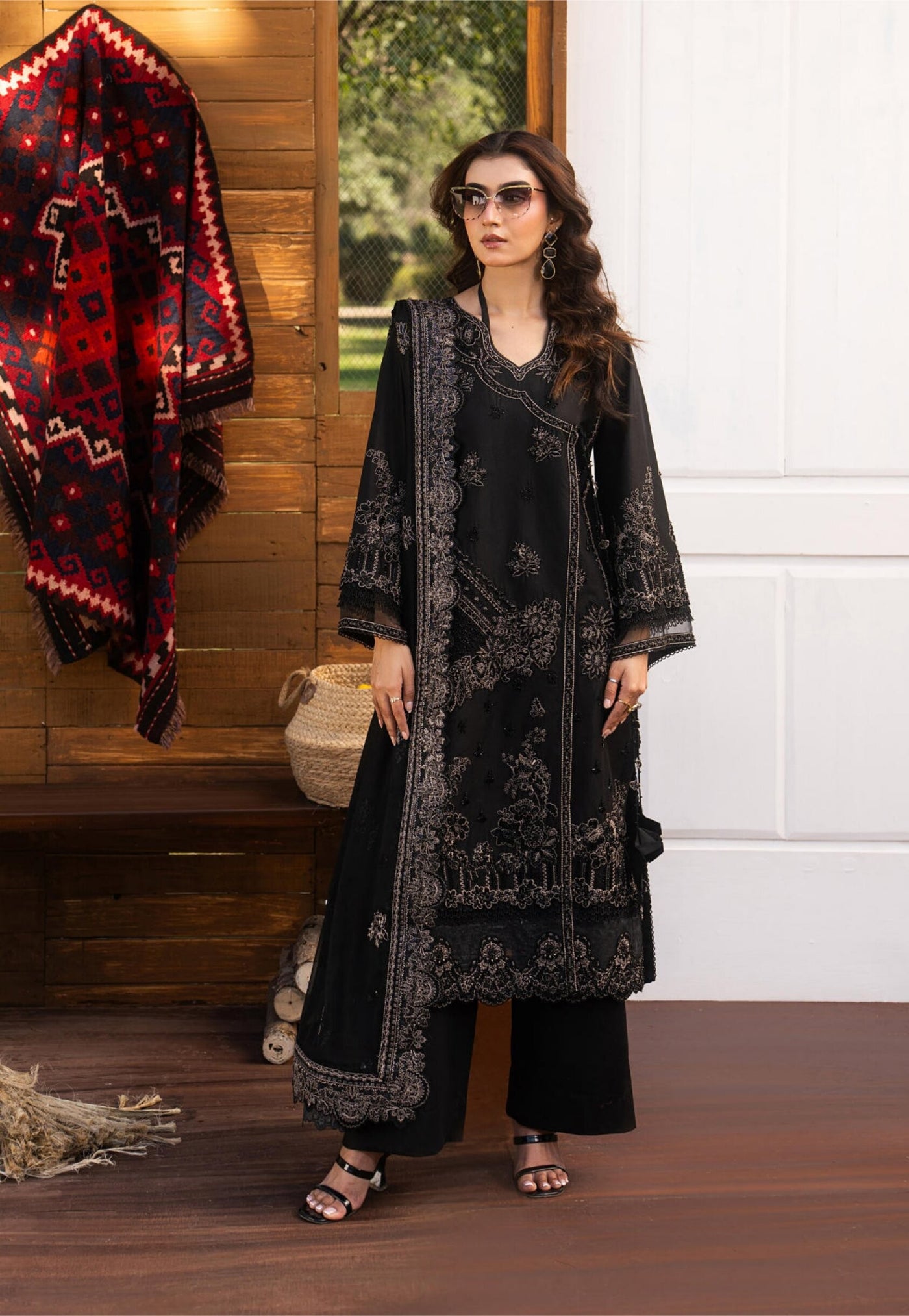 ZORRO – Black Embroidered Lawn 3-Piece with Chiffon Dupatta