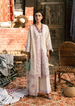 LOTUS – Ivory Embroidered Lawn 3-Piece with Chiffon Dupatta
