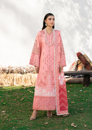LYRA – Pink Embroidered Lawn 3-Piece with Chiffon Dupatta