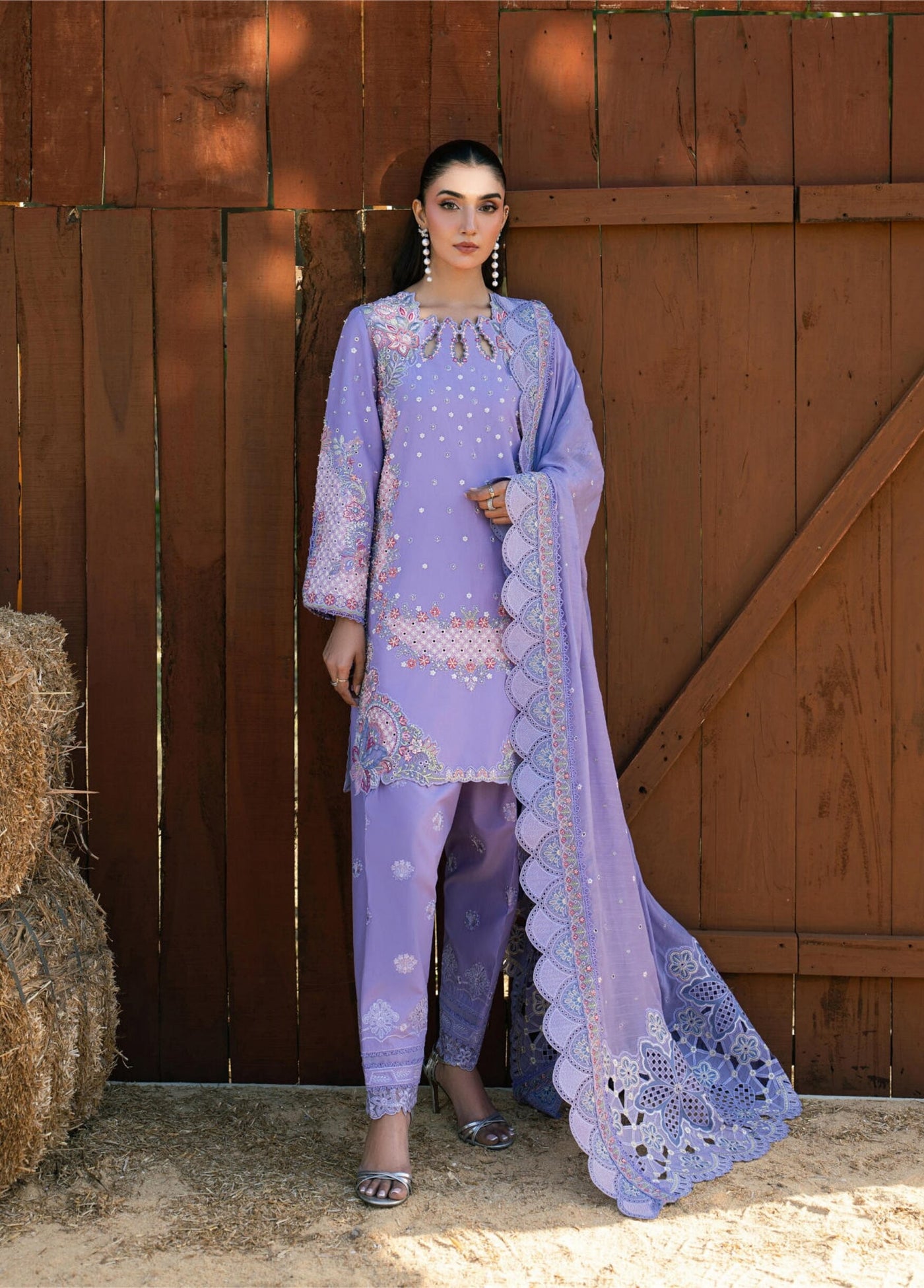 WHIMS – Lavender Embroidered Lawn 3-Piece with Chiffon Dupatta