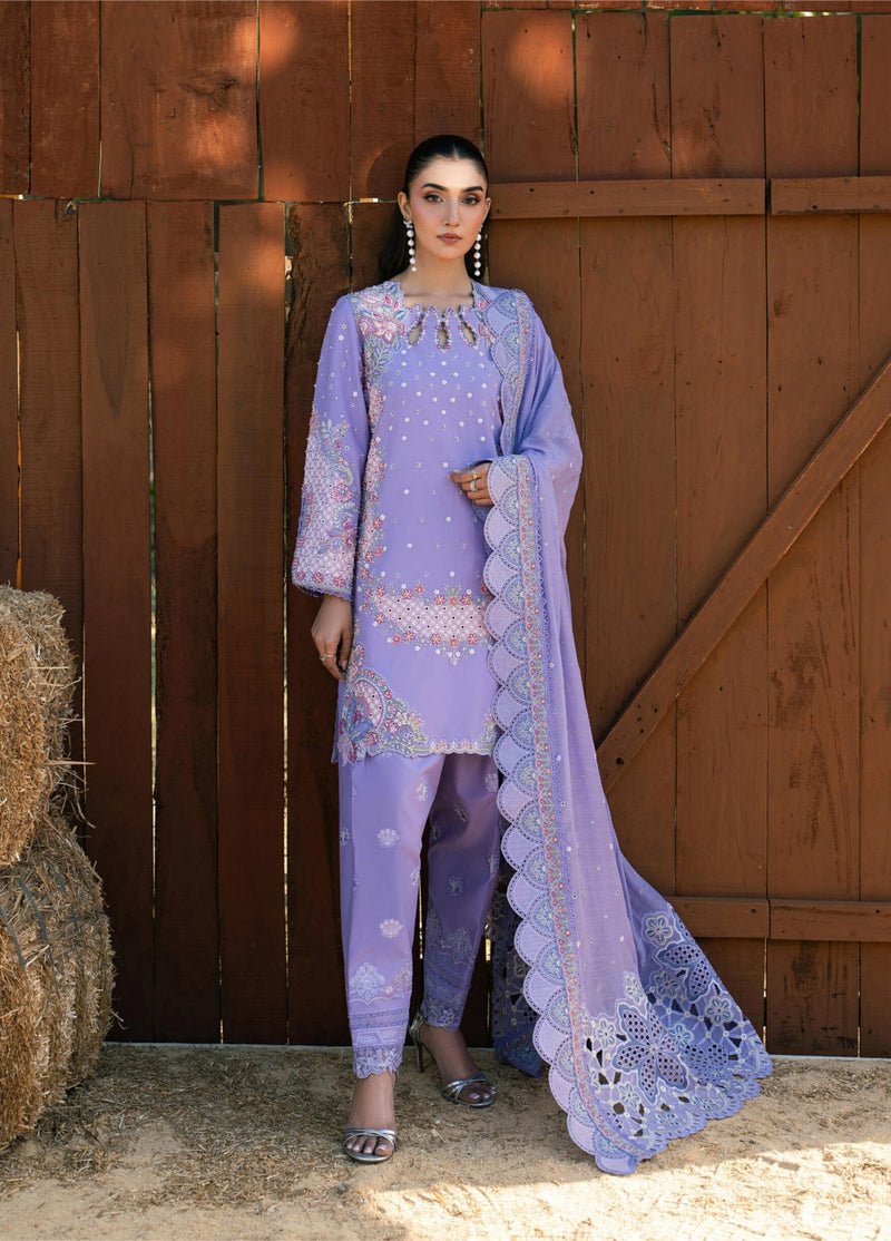 WHIMS – Lavender Embroidered Lawn 3-Piece with Chiffon Dupatta