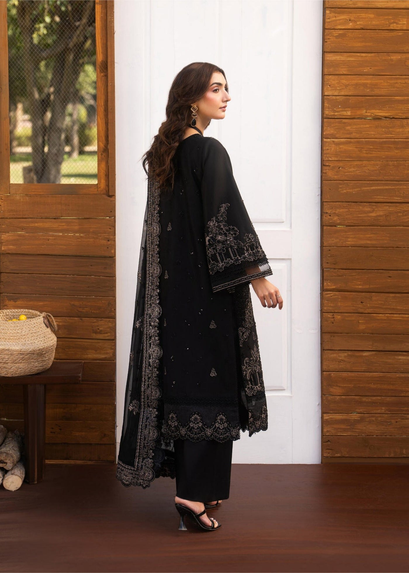 ZORRO – Black Embroidered Lawn 3-Piece with Chiffon Dupatta