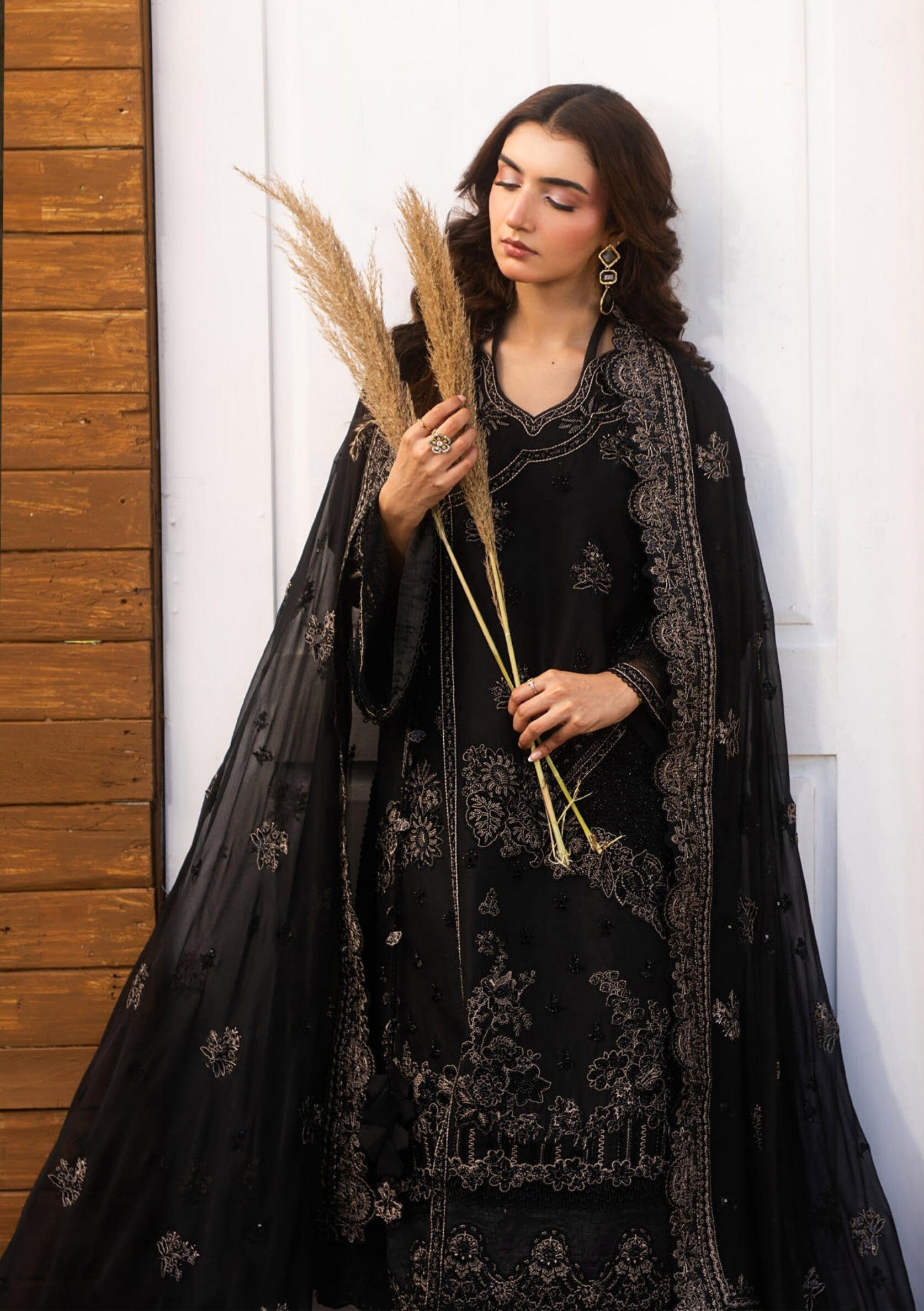 ZORRO – Black Embroidered Lawn 3-Piece with Chiffon Dupatta