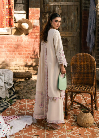 LOTUS – Ivory Embroidered Lawn 3-Piece with Chiffon Dupatta