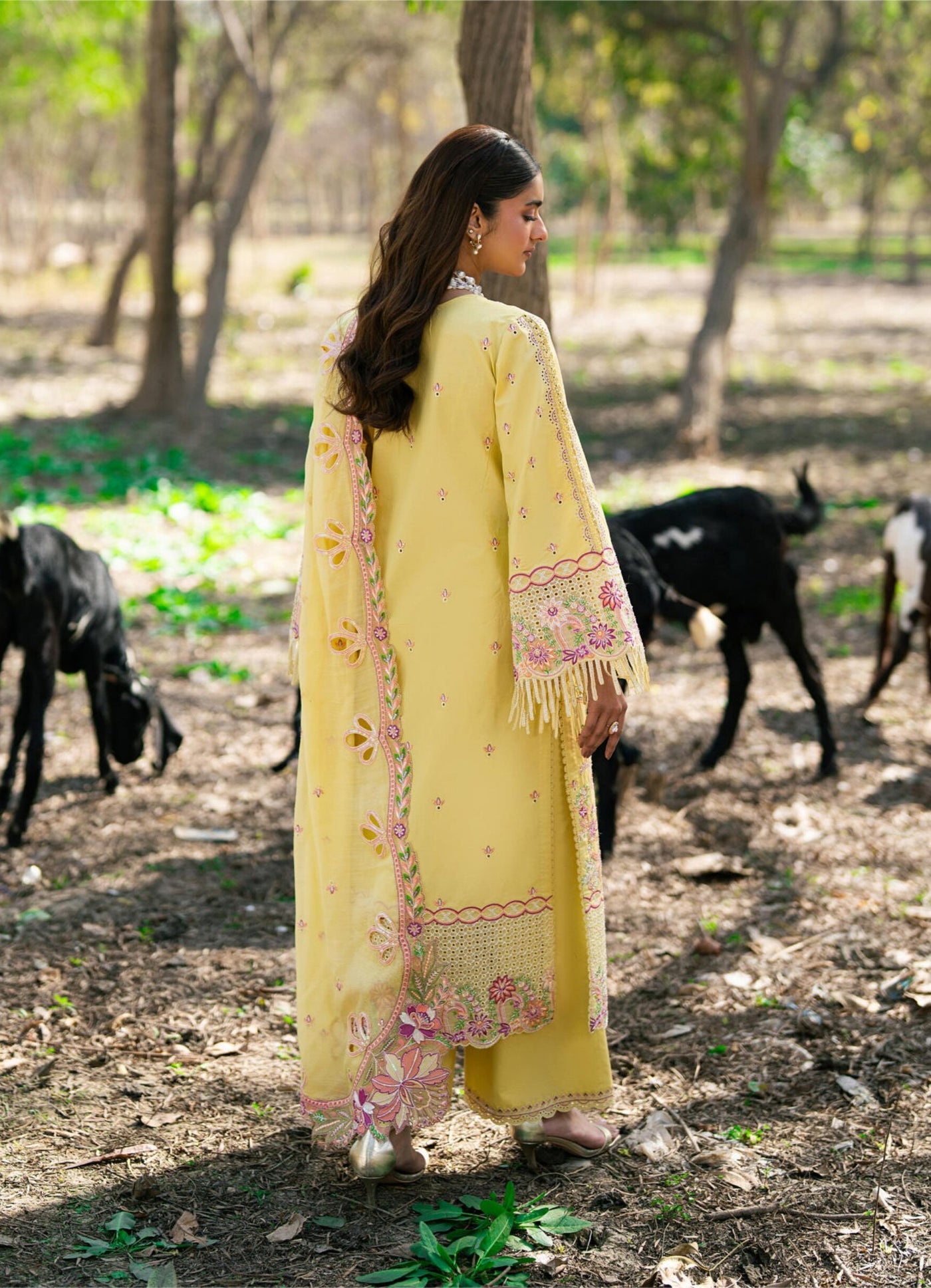 HONEY – Yellow Embroidered Lawn 3-Piece with Chiffon Dupatta