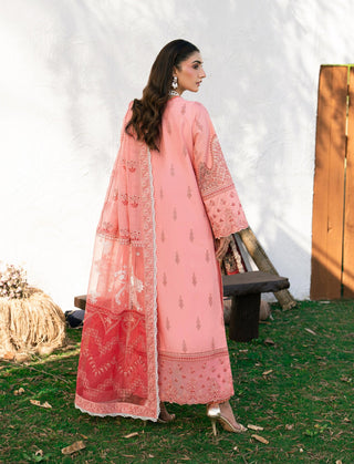 LYRA – Pink Embroidered Lawn 3-Piece with Chiffon Dupatta