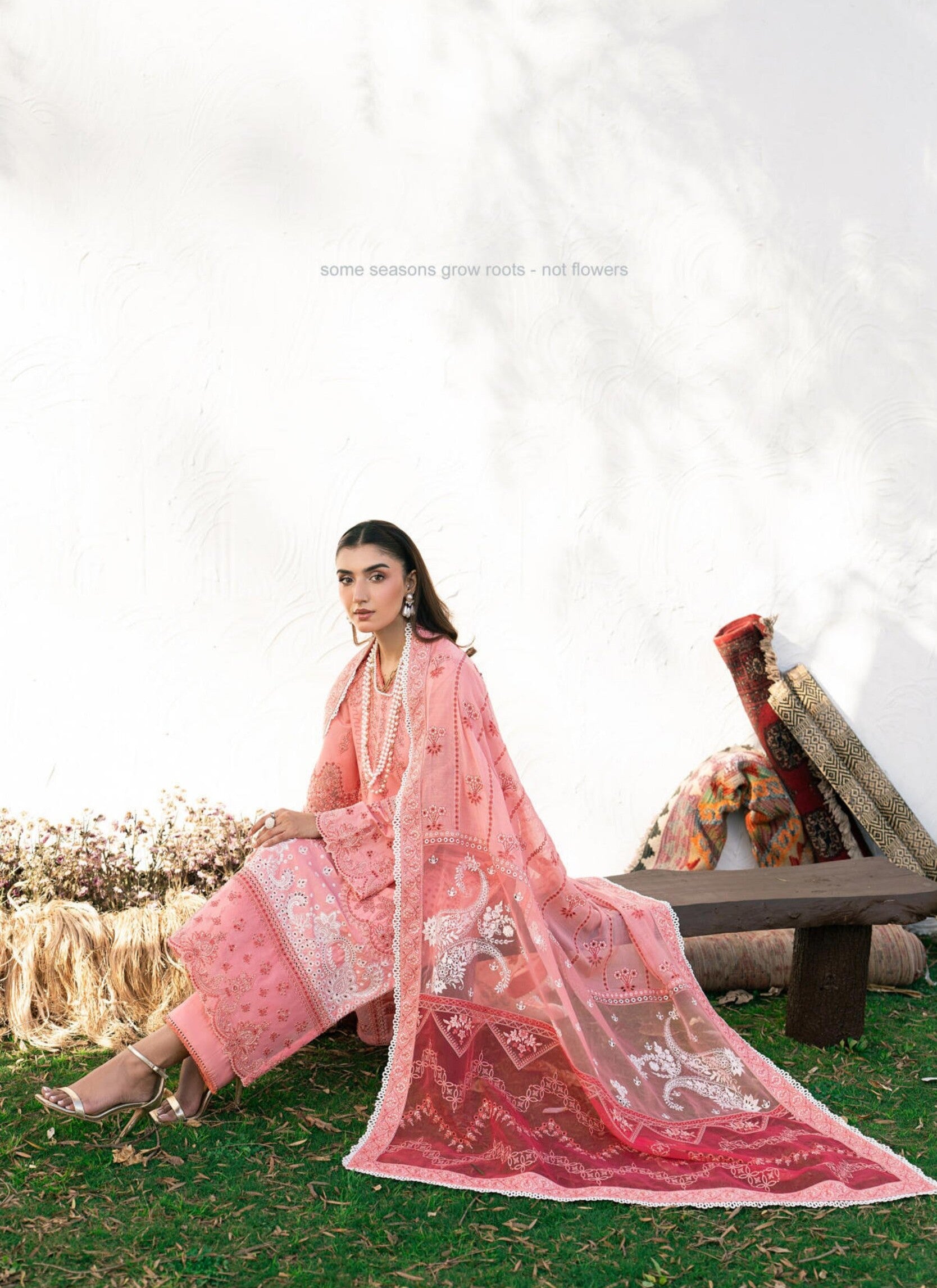 LYRA – Pink Embroidered Lawn 3-Piece with Chiffon Dupatta