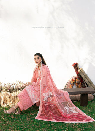 LYRA – Pink Embroidered Lawn 3-Piece with Chiffon Dupatta