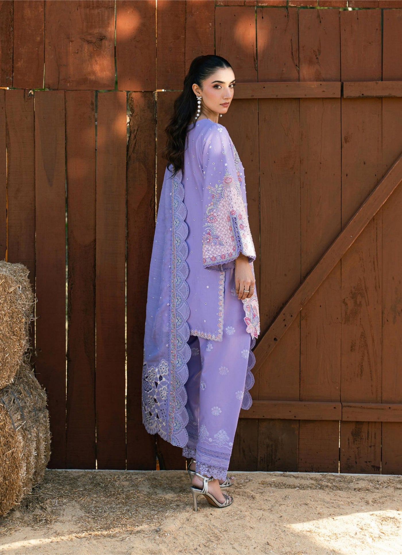 WHIMS – Lavender Embroidered Lawn 3-Piece with Chiffon Dupatta