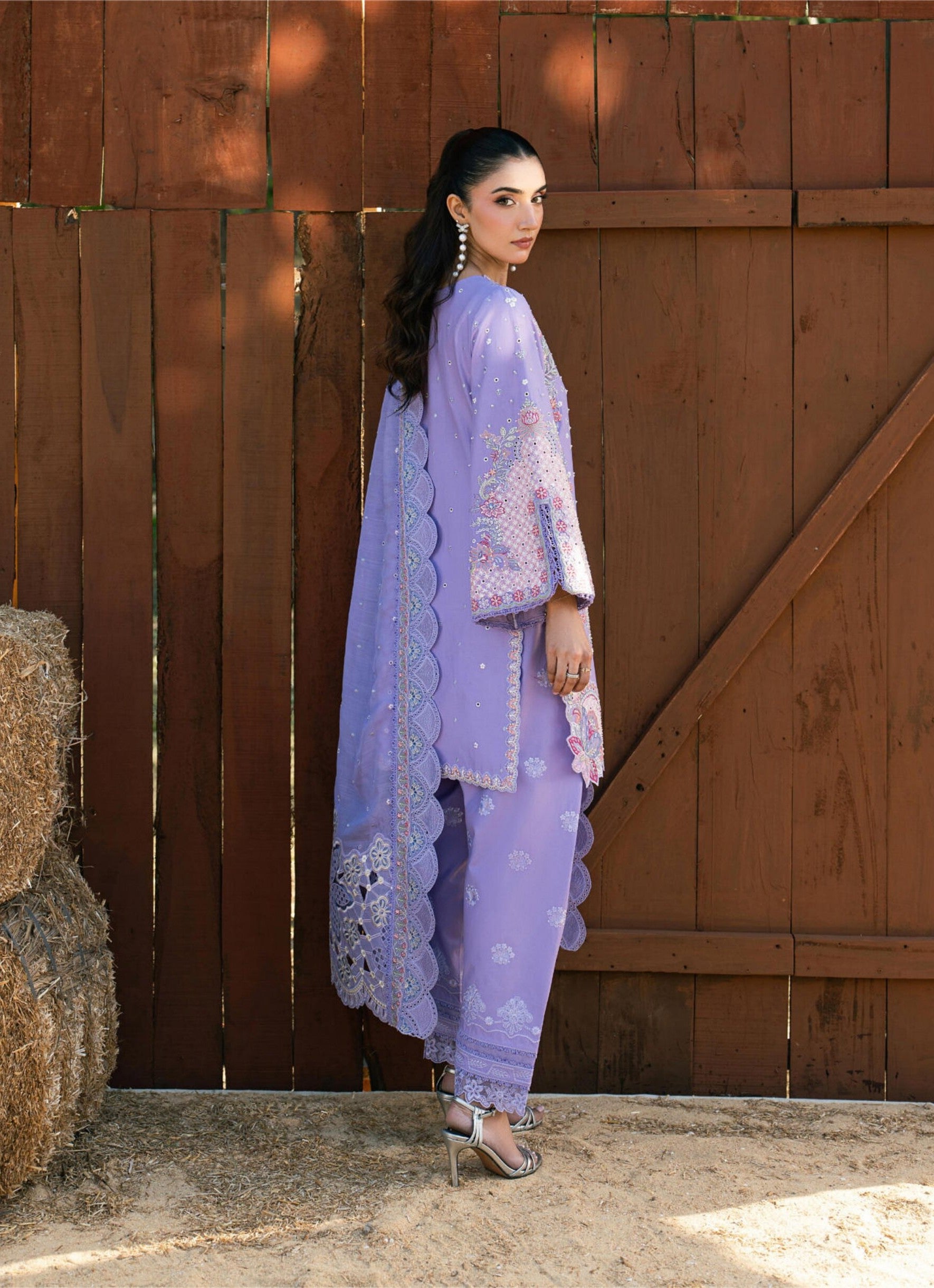 WHIMS – Lavender Embroidered Lawn 3-Piece with Chiffon Dupatta