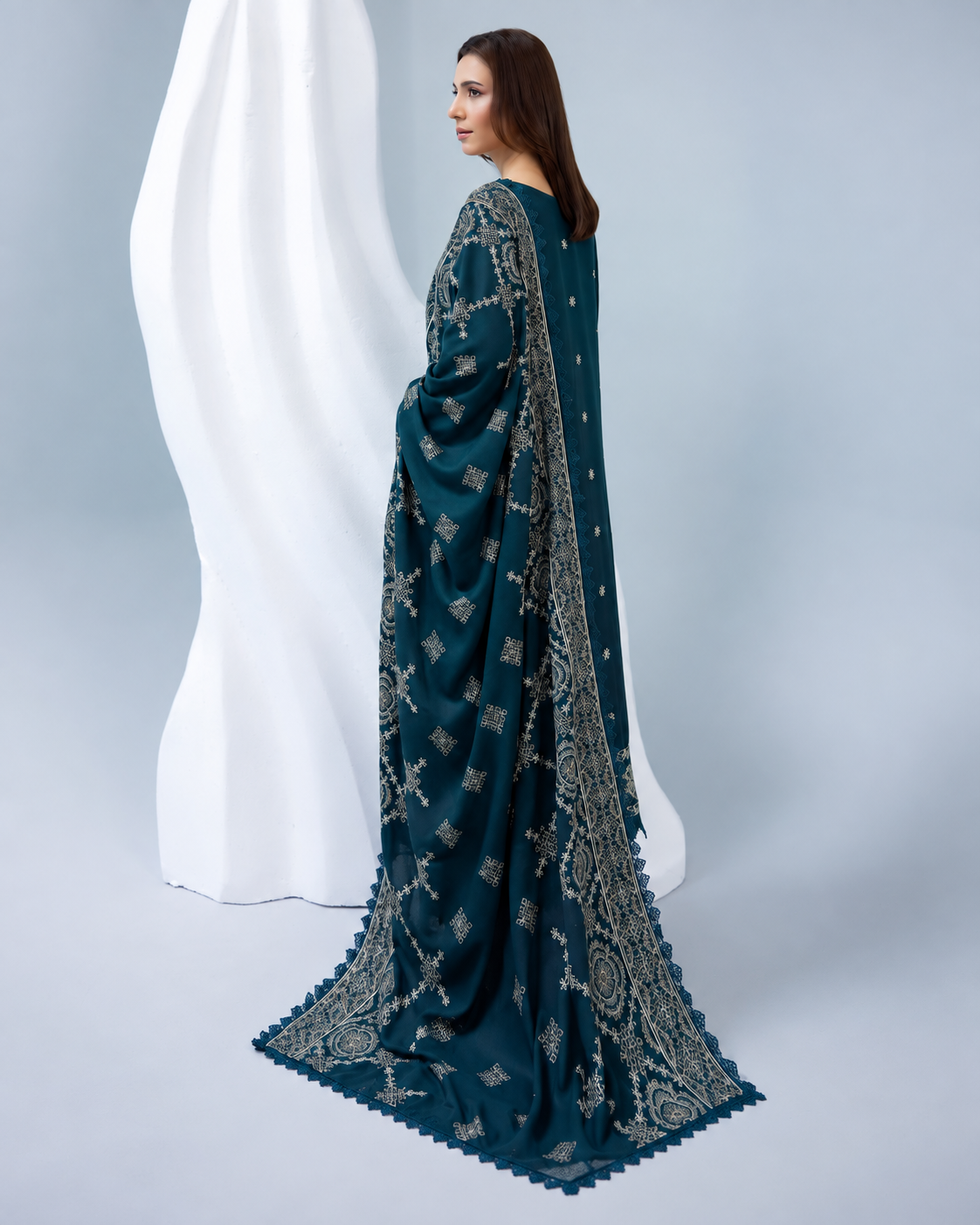 Zarnish by Johra Luxury Embroidered Winter Suit with Embroidered Wool Shawl