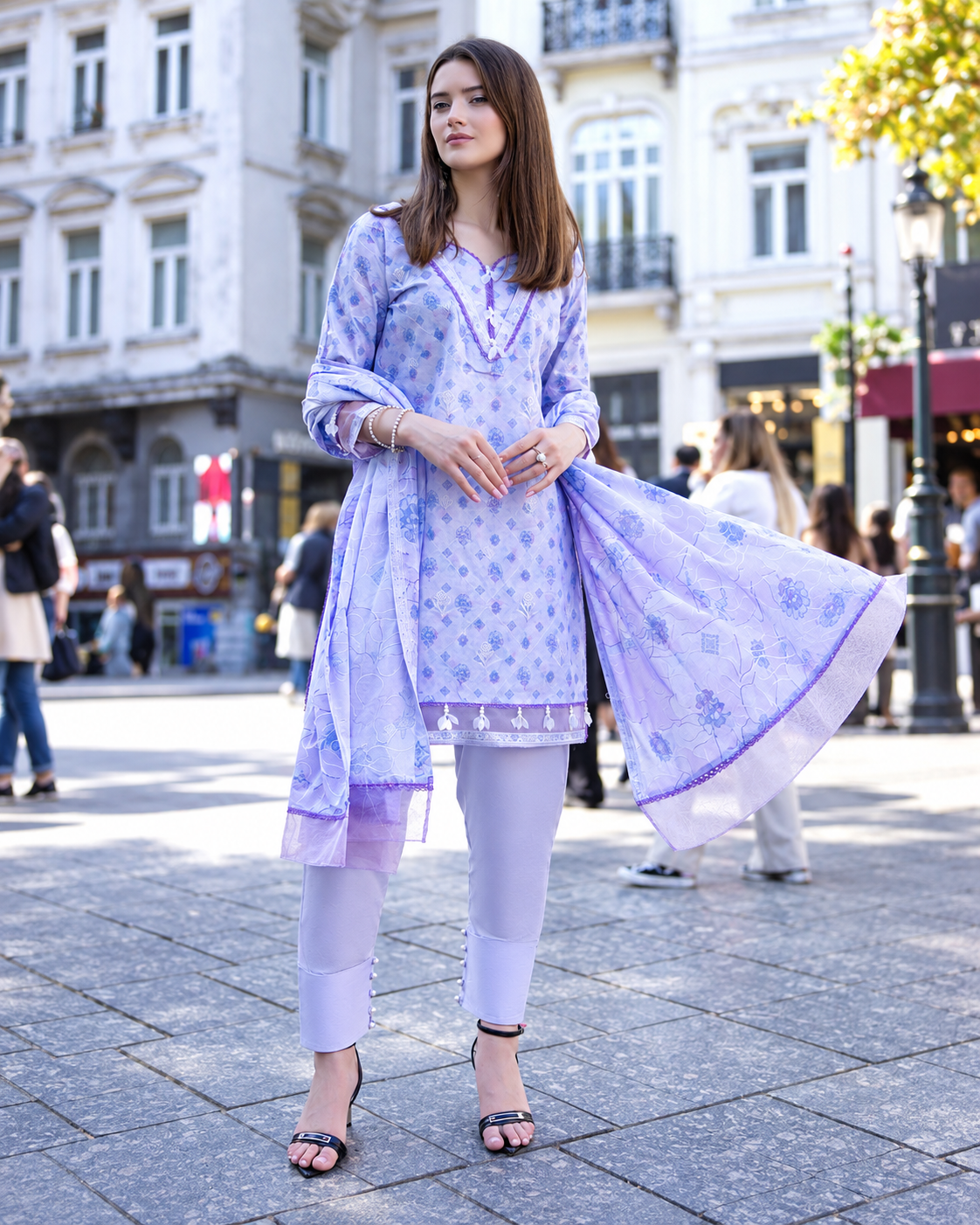 Alzohaib DHAGAKARI Digital Printed Embroidered 3 Piece Lawn Suit