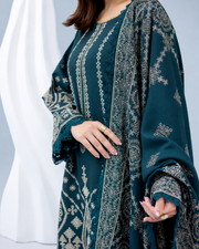 Zarnish by Johra Luxury Embroidered Winter Suit with Embroidered Wool Shawl