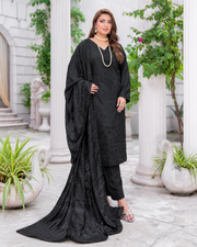 Riaz Arts Musfirah Luxury Winter Embroidered Wool Touch Peach Suit